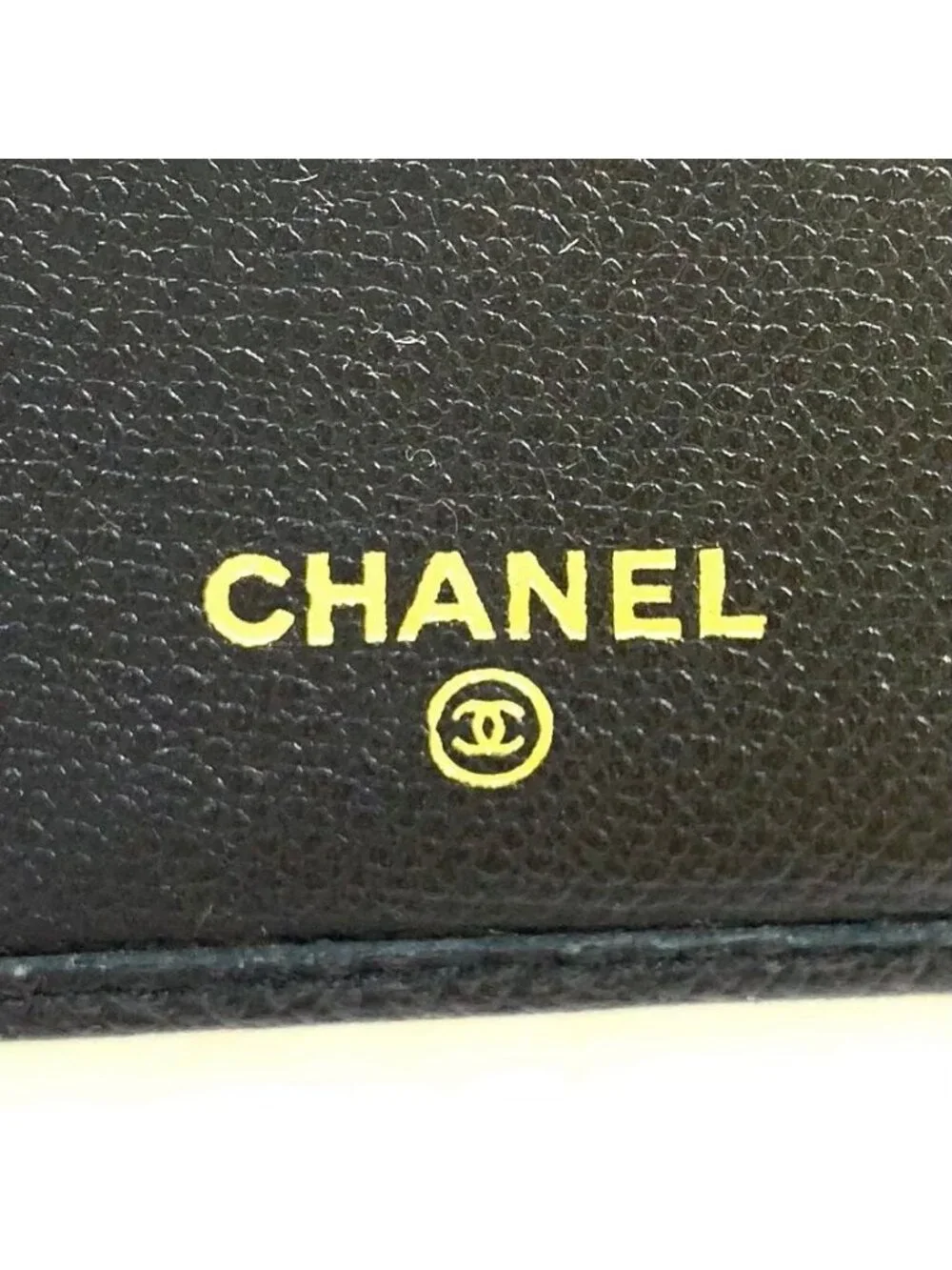 Chanel Coco Button Caviar Leather Black Bifold Wallet Gold